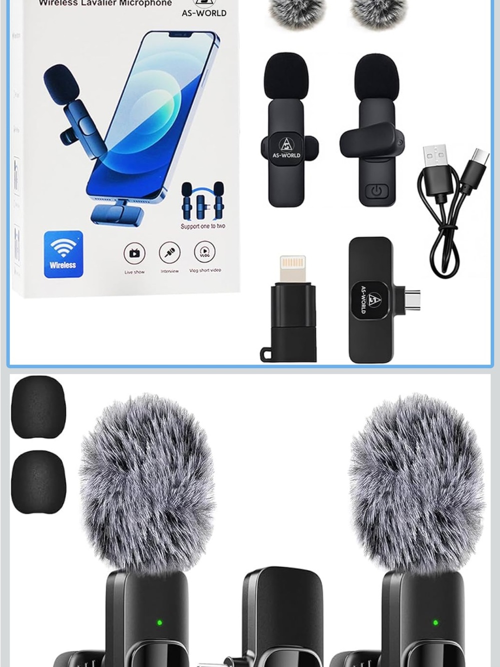 Wireless Lavaller Microphone for iPad, Android or iPhone.